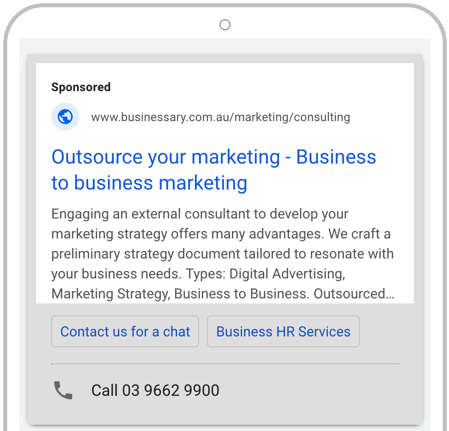 Businessary google ad example